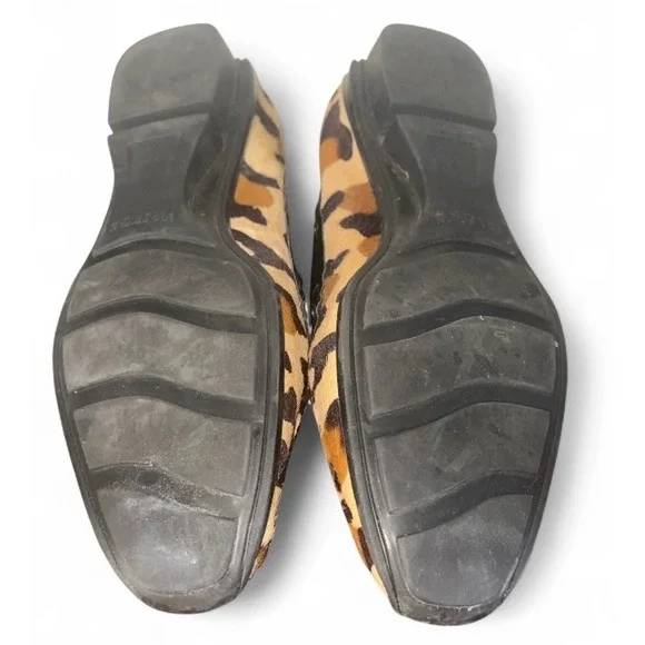 Via Spiga Womens Leopard Calf Hair Loafers Black Leather Trim Driving Mocs 8.5M - Picture 5 of 7